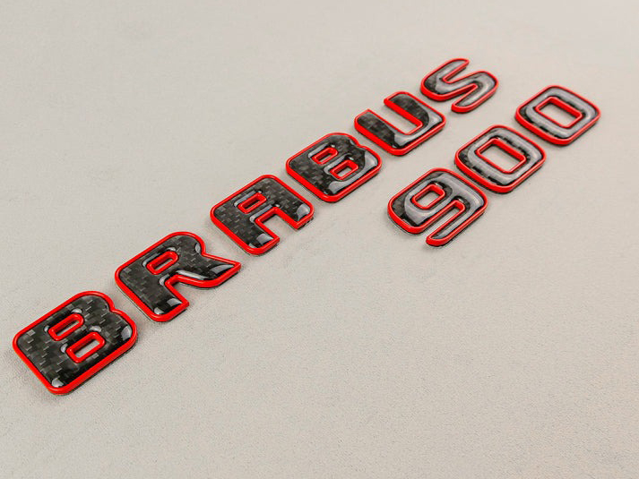 Brabus 900 Orange Metal with Carbon Badges Emblems Set for Mercedes-Benz W463 W463A W464